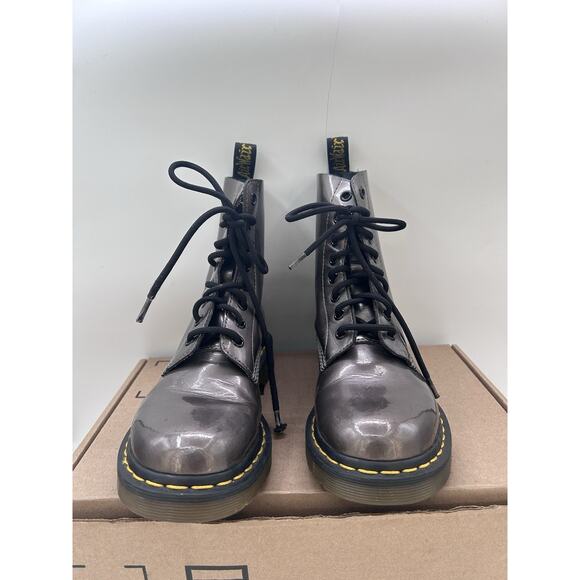 Dr Doc Martens Womens Pascal Bronze Metallic Leather Combat Boots Size 6 - Picture 3 of 5